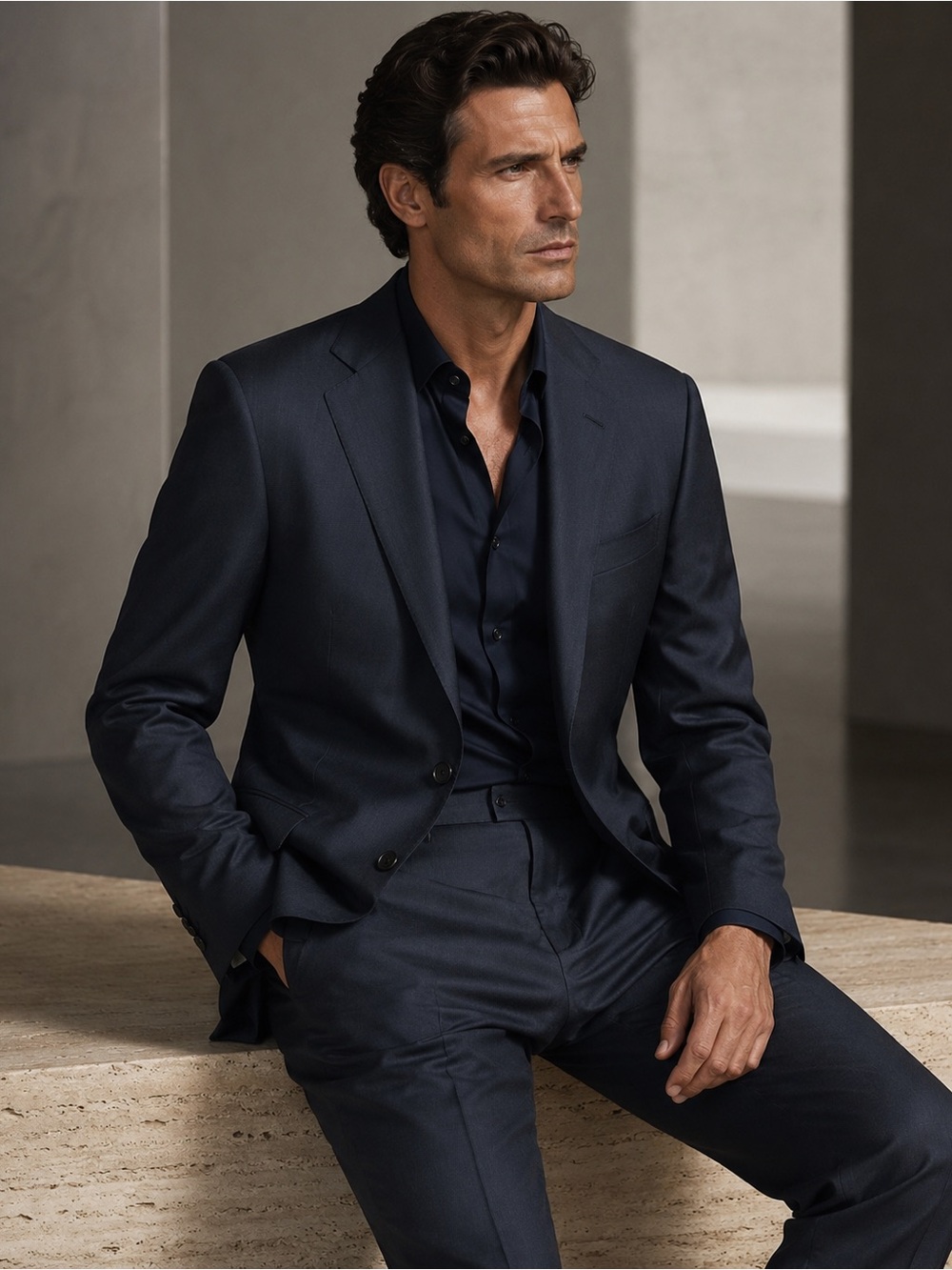 Ermenegildo Zegna Deep navy wool multi season suit jacket 52 L